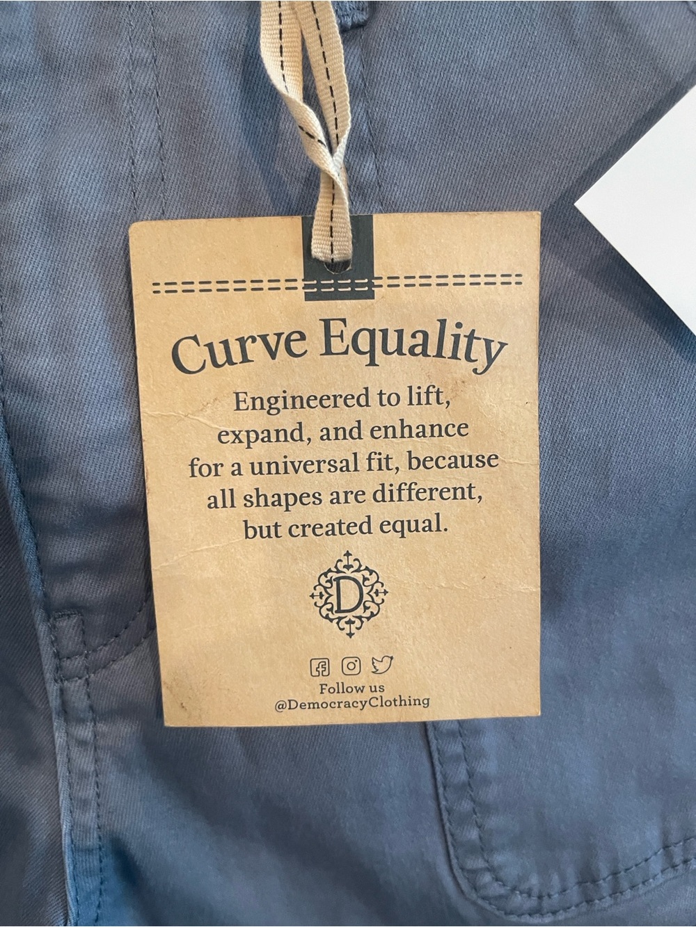 Democracy Light Gray High-Rise Pants with Branded Button - Picture 8 of 8